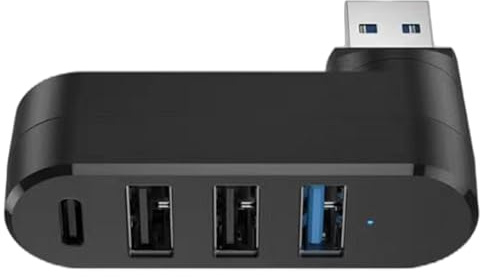Divisor de puerto USB – Hub expansor USB 3.0 de 4 puertos, adaptador de transferencia de datos de alta velocidad, conector compacto para laptop, PC, tableta, dispositivo de expansión giratorio