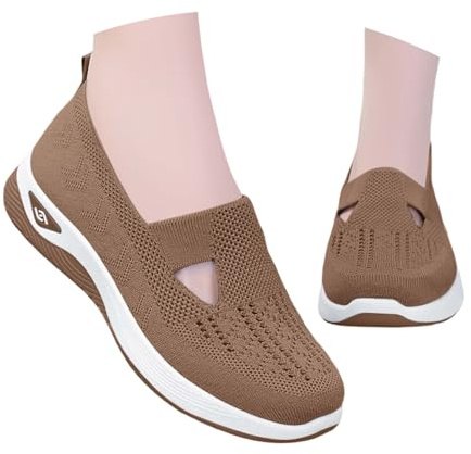 Zapatillas Ortopédicas Mujer, Zapatos para Caminar sin Cordones Ligeros y Transpirables de Malla con Soporte de Arco y Suela Antideslizante, Calzado Cómodo Casual Verano 2026