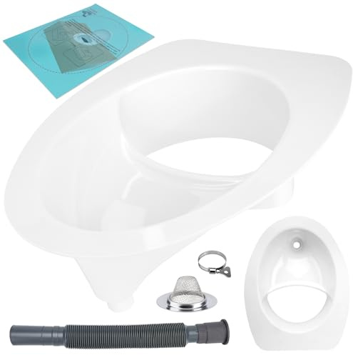 Xastro Upgraded Large Composting Toilet Urine Diverter DIY Kit | 365x276mm Opening & Mirror Finish ABS, with Cutout Sticker & Drain Hose, for RV, Cabin, Boat, Off-Grid Living