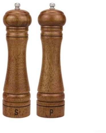 NEIQIUWING Set di macinasale e pepe di alta qualità in rovere, macinino in ceramica regolabile, elegante set di macinini per spezie per casa e gastronomia, facile riempimento (20,3 cm SP)