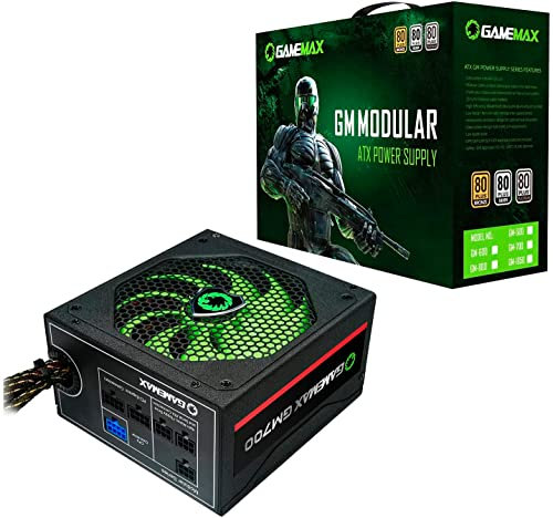 GameMax GM-700 80 Plus Bronze 700W Modular Active PFC 14cm Fan ATX Power Supply Unit - Black