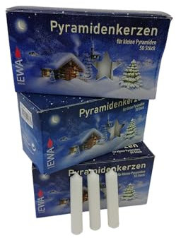 Pyramidenkerzen klein, weiß ca. 14 x 74 mm / 150 Stück Weihnachtskerzen, Adventskerzen, Christbaumkerzen, Baumkerzen, Kerzen