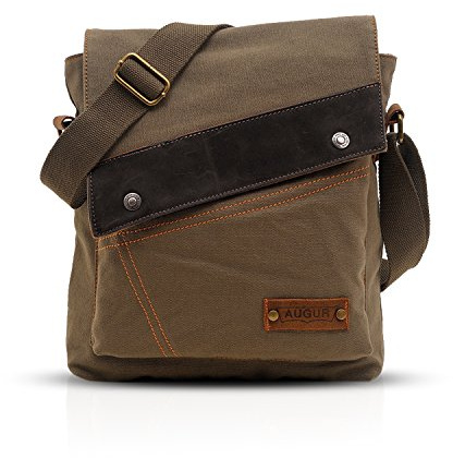 FANDARE Vintage Messenger Bag Umhängetasche Schultertasche Laptoprucksäcke Tasche Crossbody Bag Kuriertasche Frauen Herren Segeltuch Braun