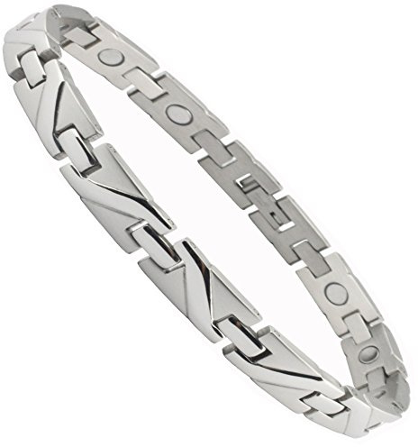Energetisches Edelstahl Power Dynamic Energie Magnetarmband Oceanic Welle uni silber poliert Energetix 4you 201 B Größe S/M