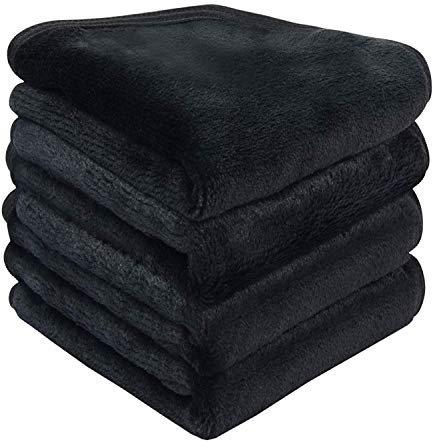 Makeup Remover Cloths Extra Large Face Cloths Microfibre Face Wipes Reusable Makeup Remover Towels Flannel Facial Cleansing Wipes 25x25CM 4PCS Black