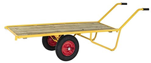 Schwerlastwagen - Handwagen - Transportkarre - Belastung: 500 kg - Größe: 232,6 x 61,5 x 77,5 cm - Industriequalität - Gelb (Handwagen mit unplattbaren Reifen)