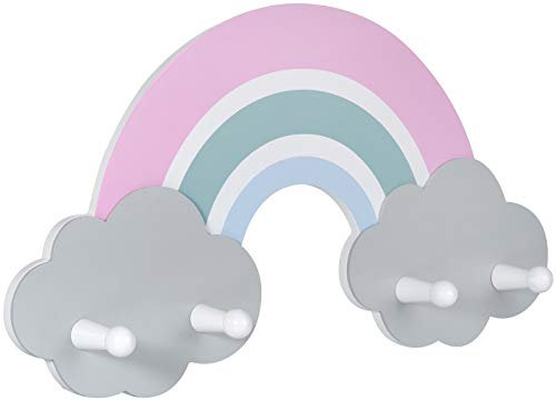 Kindsgut Regenbogen-Garderobe für Babys und Klein-Kinder aus Holz, hochwertige Garderobe mit 4 Haken, schlichtes Design und dezente Farben, für den Flur oder das Kinderzimmer, Amelie