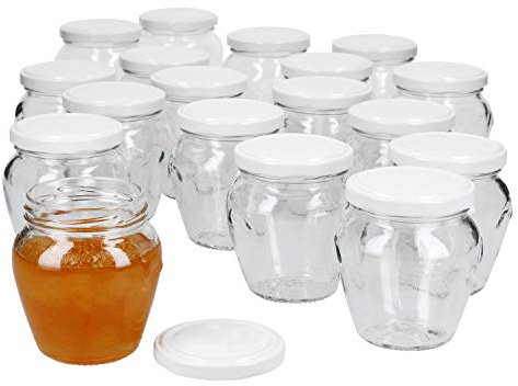 MamboCat - Set di 18 vasetti per marmellata da 212 ml + coperchio Twist-Off da 63 mm