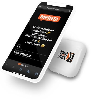 QRSticker 18x Meins! AirPods Personalisieren. Aufkleber mit dynamischen QR-Code und kostenloser Handy-App zum Finden verlorener AirPods, Schlüssel, Handy, Drohnen, für iOS und Android