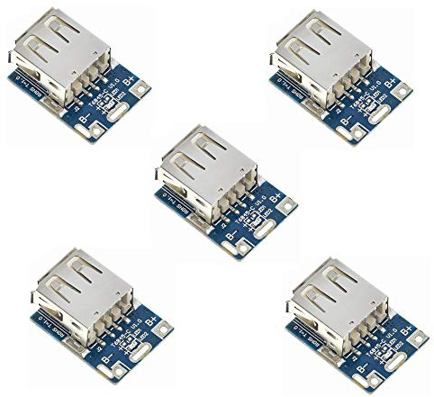 iHaospace 5 Pcs Boost Step Up 5V 1A Power Supply Module Lithium Battery Charge Protection Board 134N3P DIY Charger USB and Micro USB Port