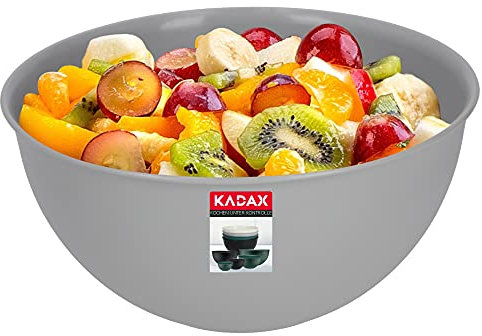 KADAX Bol en plastique, saladier, bol mélangeur empilable, bol en plastique, bol de cuisine, bol rond pour cuisine, salade, pâte, lave-vaisselle (5L, gris)