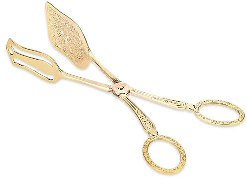 Pinze per pane vintage, in lega di zinco, testa quadrata, pinze per insalata da servire, pinze per forbici, pinze per torte per cucina, buffet, feste, 23 x 5 cm (oro)