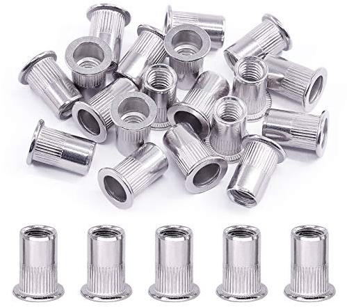 Swpeet - Set di 30 dadi a testa piatta in acciaio INOX 304 da 5/16 a 45,7 cm, inserti filettati per auto, mobili, decorazioni