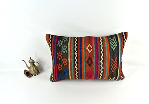 Kelim Kissen 40x60 cm Handgefertigt Kissenbezüge Türkisch Lendenkissen Dekorative Kissenhülle Dekokissen Zierkissen Sofakissen Teppiche Ethnische Kilim Kissenbezug code 3434