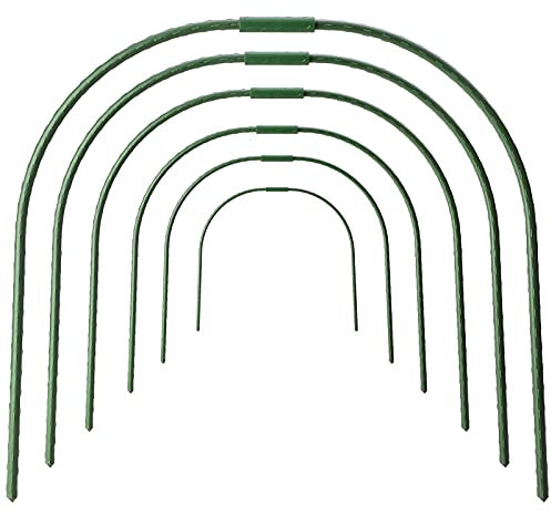 BELUAPI Paquete de 6 aros de invernadero, tubos de acero recubiertos de plástico de 20 x 20 pulgadas, aros de jardín, soportes de túnel de marco, estacas de jardín de metal resistentes ajustables para
