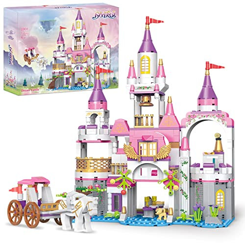 COGO Friends Mädchen Schloss Bausteine 528 Stück Prinzessin Schloss Bauspielzeug Lernspielzeug Geschenke für Kinder Mädchen und Jungen ab 6 Jahre