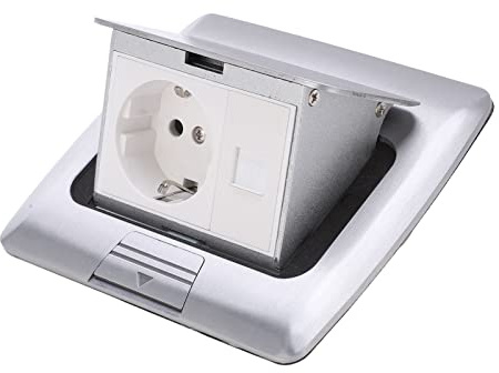 Prise de Sol électrique Demi-arc avec Coffre-fort Intégré - Boîte étanche Pratique en Argent pour Bureaux