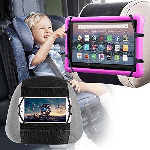 Surfplattehållare, bil, lastbil, surfplatta, nackstödsstöd, universell bil iPad-hållare med silikonhållnät för alla Kindle Fire, iPad och surfplatta med – svart (Small Net + Large Net (3,5–12,9 tum)