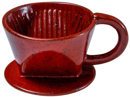 Asayu Japan Porta Filtro di Carta a Lenta Preparazione con 3 Fori per Caffè e Tè Caldi, Cono per Caffè in Ceramica Realizzato in Giappone (Rosso Cromato, Cono)