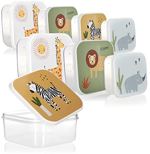 com-four® 8 piezas Juego de contenedores de almacenamiento para animales | contenedores de almuerzo en 4 tamaños - contenedores de almacenamiento con tapa