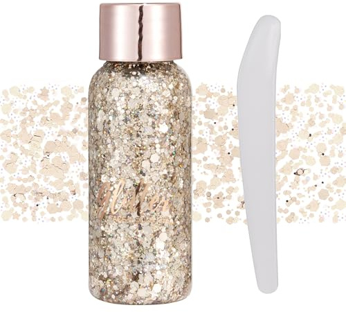GL-Turelifes Mermaid Pailletten Chunky Glitter Liquid Lidschatten Body Gel Festival Kosmetik Gesicht Haar Nägel Make-up Long Lasting Sparkling 30 g (#103 Champagner)