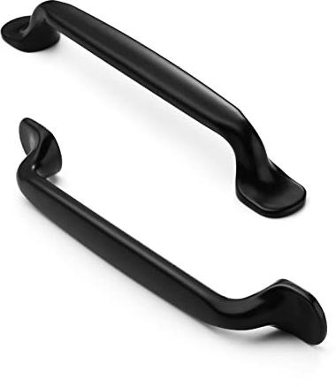FURNIWARE 5 Pack Matt Black Cupboard Pulls, 5 Inch(128mm) Hole Center | Modern Handles for Kitchen Cabinets, Chest of Drawers, Bathroom Vanities, & Wardrobe Doors, Home Renovation & DIY Projects