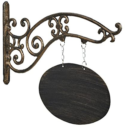 Relaxdays Insegna Personalizzata in Ghisa, da Bar, Negozio, Targa Ingresso Giardino Casa, Cartello Vintage, Nero Dorato, 36 x 43 x 3 cm