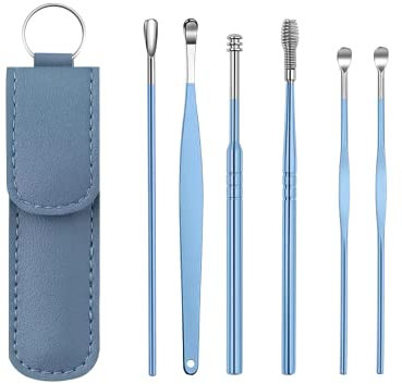 Lmyzcbzl Ear Wax Remover, 6 Pcs Kit Stainless Ear Wax Removal, Portable Ear Cleaning Set, Earwax Cleaner Tool