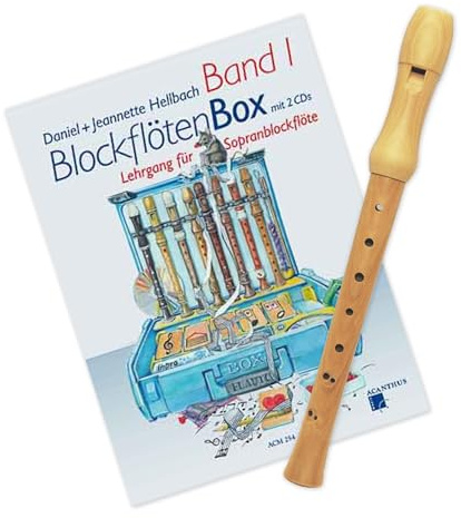 Starter-Bundle: Tuyama Spranblockflöte TFS- 16B aus Holz + Blockflötenbox Band 1 - Acanthus Verlag ACM 254 - barockes Griffweise Blockflöte lernen Ideal für Einsteiger