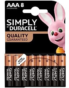8 x Duracell AAA Simply (1 Blistercard a 8 Batterien) 8 Batterien Mini Stylus (LR03/MN2400)