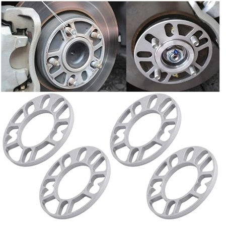JNNJ 4 Pieces Universal Rim Spacers, Aluminum Alloy Wheel Spacers Shims Plate Universal Replacement, Modified Widened Wheel Hub Gaskets, Fit for Auto Wheel Preventing Tire Rubbing(10mm)