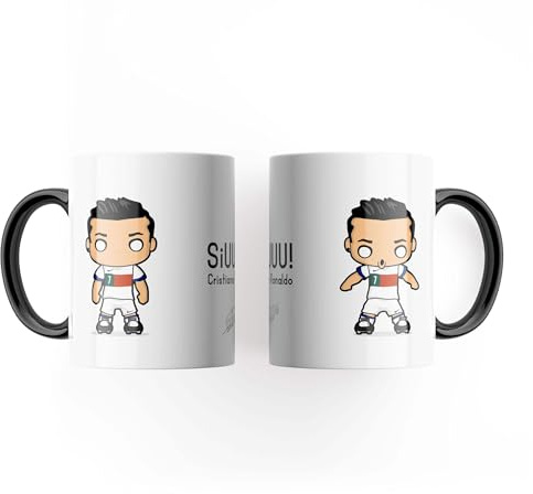 Cute Siuu Celebration: Kawaink Original Ronaldo Mug White & Black