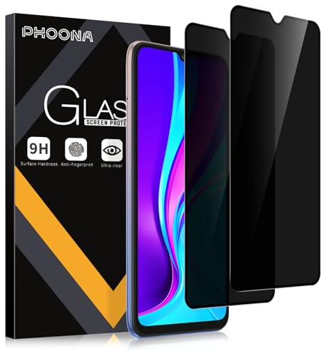 Phoona Protector Pantalla de Privacidad para Xiaomi Redmi 9A/ 9AT/ 9C/ 10A 6.53,Cristal Templado Anti Espía Protectora Película para Redmi 9A/ 9AT/ 9C/ 10A,9H Dureza,Anti-Arañazo