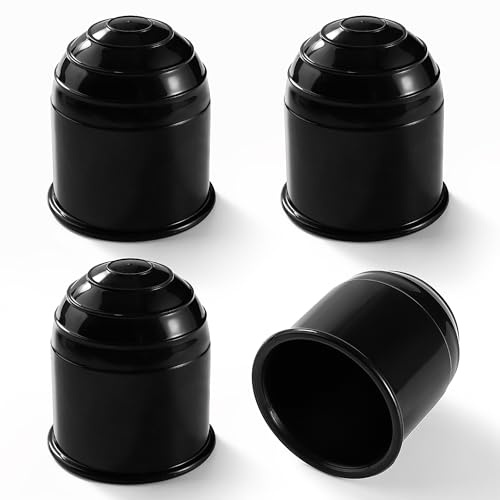 VooGenzek 4 Stück Universal Anhängerkupplung Abdeckung, 50 mm Anhängerkupplung Schutzkappe, Kappe Kunststoff Anhänger Anhängerkupplungsabdeckung, Kugelkopf Abdeckung, Schwarz