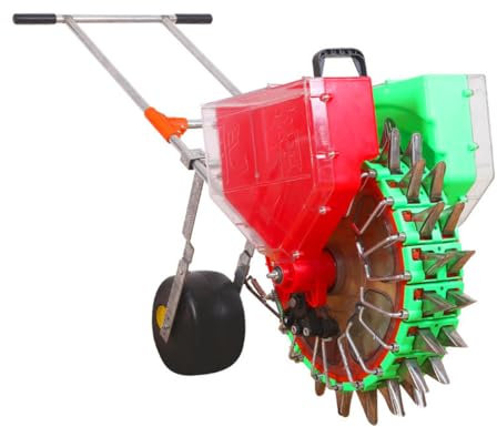 HJDSUDU Sembradora de Soja y maíz para jardín, sembradora de jardín de Empuje Manual, sembradora de Rodillos y aplicador de Fertilizantes, esparcidores de césped y jardín,16 Mouths