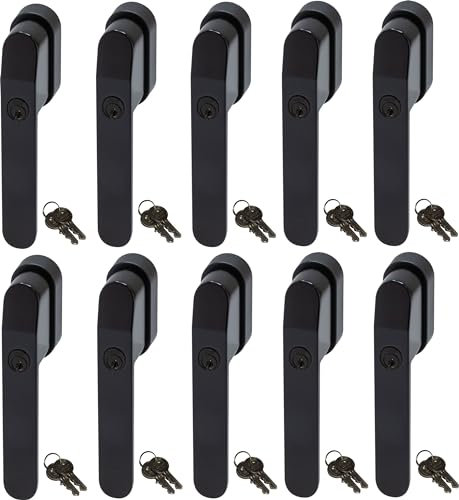 ABUS FG400BK, abschließbarer Fenstergriff in schwarz im Set 10 Stück, alle gleichschließend AL0125 mit zwanzig Schlüsseln