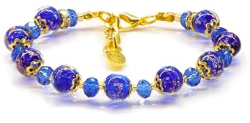 Sospiri Venezia - Bracelet pour Femme avec 9 Perles de Verre de Murano et 10 Cristaux de Bohême, Bracelet Original, Bijou Idéal comme Cadeau, Fabriqué en Italie avec Certificat