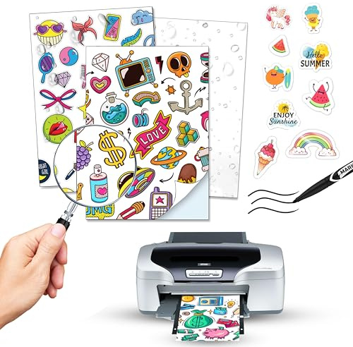 OYEMAT | 25 Blätter Wasserfestes Bedruckbares A4-Klebefolienvinyl | Weißes Mattes Bedruckbares Klebefolienpapier | Wasserfestes Selbstklebepapier | Vinylfolie Sticker Papier zum Bedrucken A4