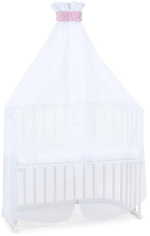 babybay Moskitoschutz und Himmel Piqué mit Band passend für alle Modelle bis 96 cm Länge, Beere Sterne weiß