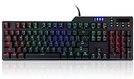 KANBUN Gaming Mechanical Keyboard,Wired Gaming Mechanical Keyboard Computer Keypad, with Multimedia Knob and RGB Backlight, for Laptop PC,Computer, PC