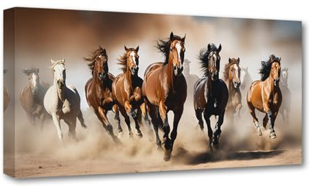 CXHOSTENT Laufendes Pferd Leinwand-Wandkunst Wildtier-Bilddruck Pferdegemälde Wildtier-Poster Heimdekoration Rahmen (Pferd - 1, 30.00 x 60.00 cms)