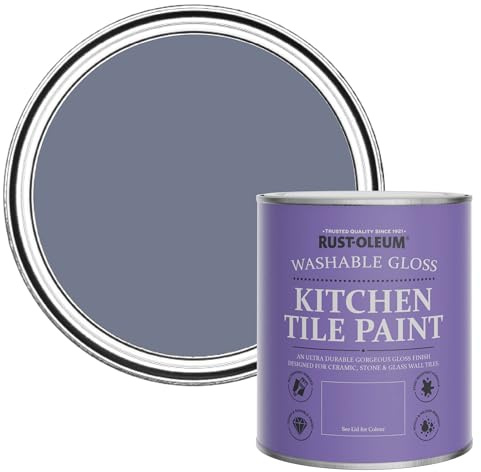 Rust-Oleum Blue water resistant Kitchen Tile Paint in Gloss Finish - Hush 750ml