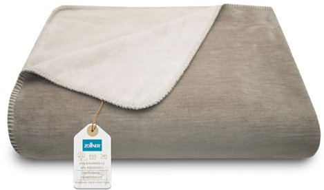 ZOLLNER Kuscheldecke zweifarbig in 220x240 cm - kuschelige Sofadecke in Fango - waschbar bis 40°C - langlebiges Mischgewebe - Hotelwäschequalität - Oeko Tex® Zertifiziert