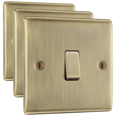 BG Electrical Single Light Switch, Antique Brass, Intermediate, 10AX (Pack of 3)