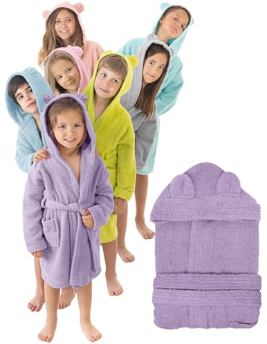 LEBENGOOD Peignoir Enfant Fille et Garçon Unisexe 100% Coton OEKOTEX Eponge