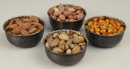 MCB Series - 4-Pack 3.3 Dia Mini Copper Bowl, Multi-purpose serving bowl for Turkish delight, candies, chocolate, hazelnuts, peanuts, sauce, candles (Antique Copper)