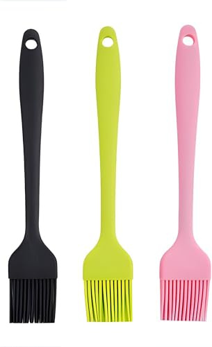 3-Pack Silicone Basting Pastry Brushes for Baking, Cooking & BBQ - Heat Resistant Up to 446°F, Dishwasher Safe