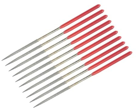 Torsten 10-Teiliges Rundes Diamant-Nadelfeilen-Set, 3 mm X 140 Mm, Rundes Diamant-Nadelfeilen-Set zum Schleifen Von Metall, und Glas