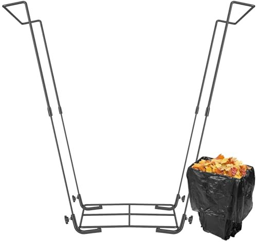 Support de sac poubelle de jardin en métal robuste pour extérieur - Cadre de support robuste pour sac à feuilles - Multi-usage - Portable - Support de sac en plastique pour cour, désherbage, camping,