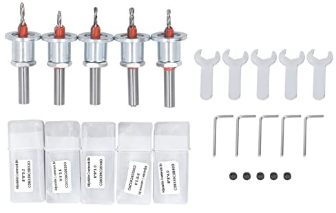 Countersink Drill Bit Set, 5 Pieces, Adjustable with Debris Cavities, 8x8 mm